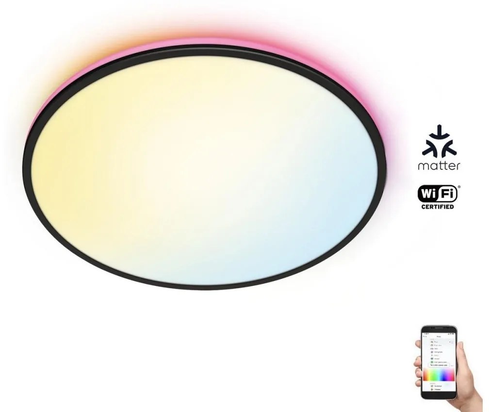 WiZ - LED RGBW Dimmelhető mennyezeti lámpa RUNE LED/21W/230V fekete Wi-Fi