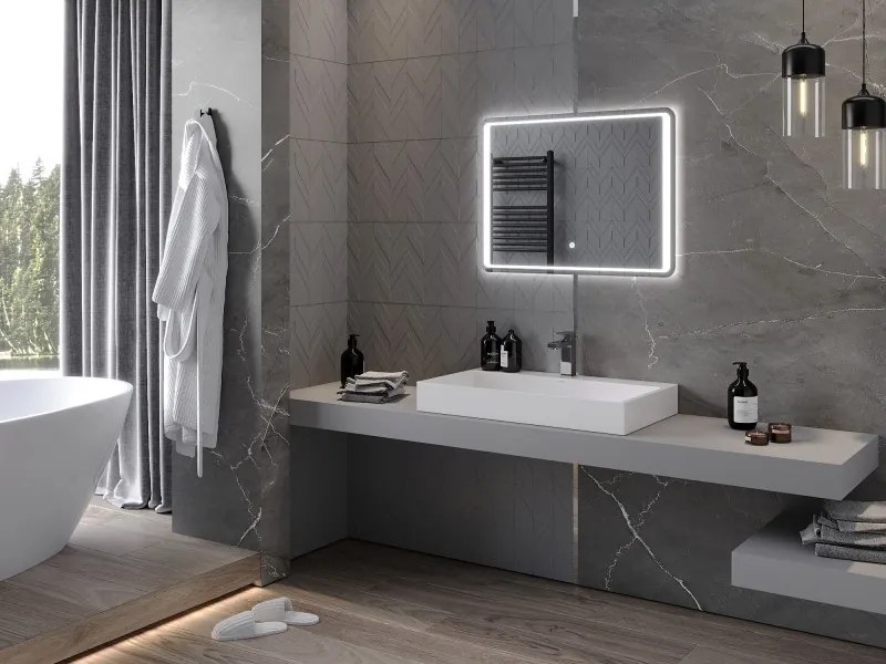 Mexen Zusa 80 x 60 cm-es fürdőszobai megvilágított tükör, LED 6000K, páramentes - 9808-080-060-611-00