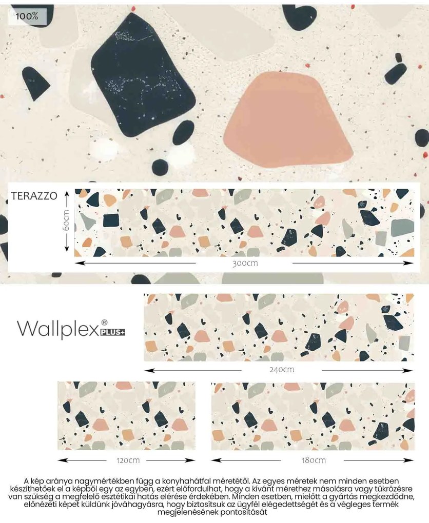 Wallplex konyhahátfal Terazzo (Méret: 60x300)