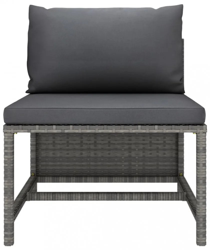 3 részes szürke polyrattan kerti bútorszett párnákkal