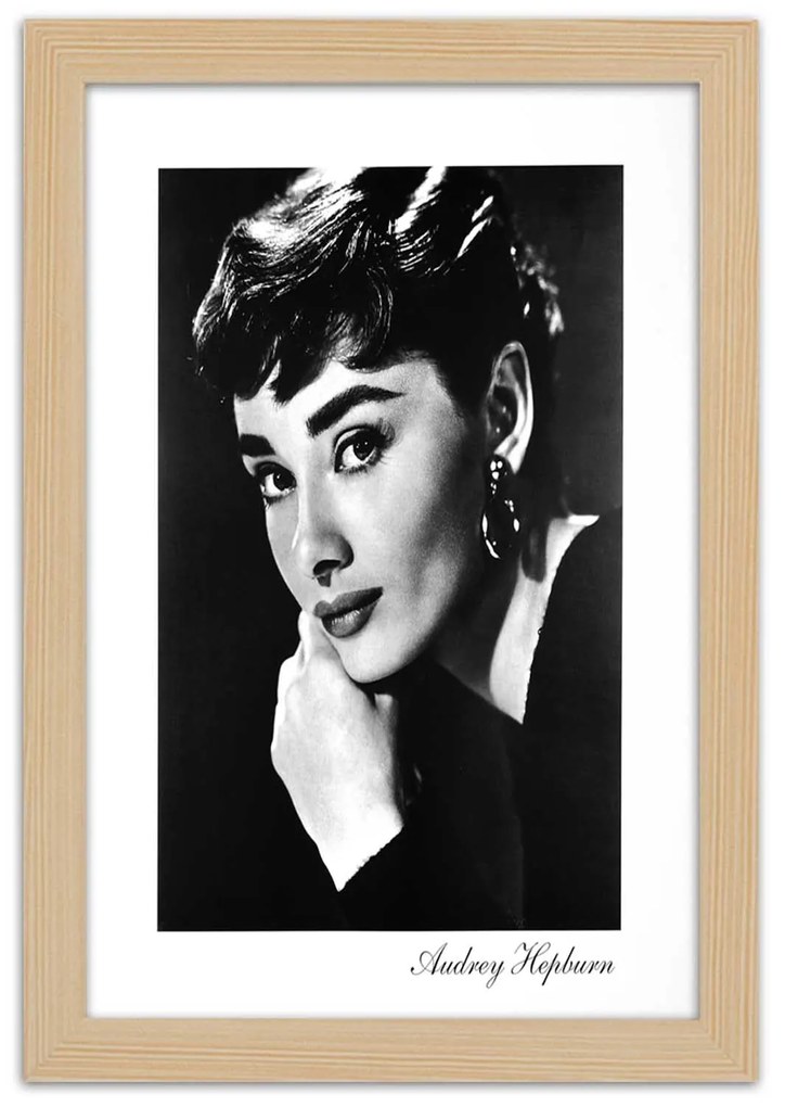 Gario Poszter Audrey Hepburn portréja A keret színe: Fekete, Méret: 70 x 100 cm