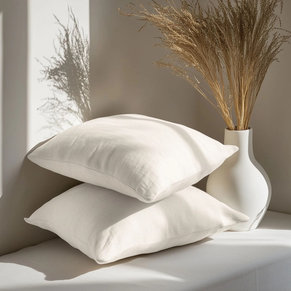 Goldea lenvászon keverék párnahuzat - elefántcsontszín 50 x 60 cm