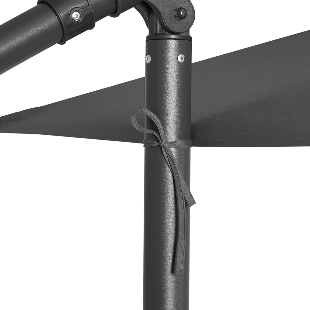 Kerti napernyő napenergiával működő led lámpákka, szürke