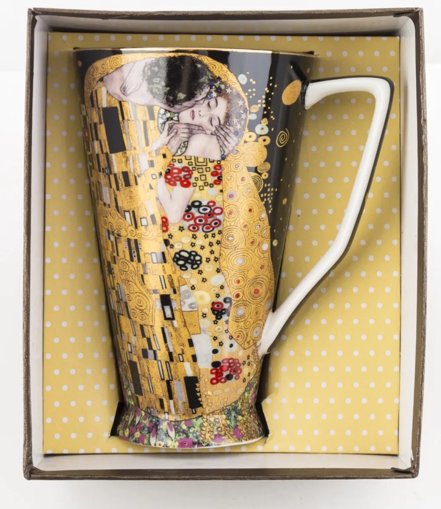Porcelán bögre többszínű 15,5x13x9,5cm Klimt: A csók