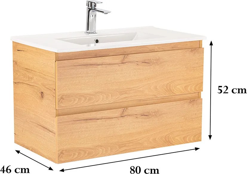 Vario Forte 80 alsó szekrény mosdóval tölgy-tölgy