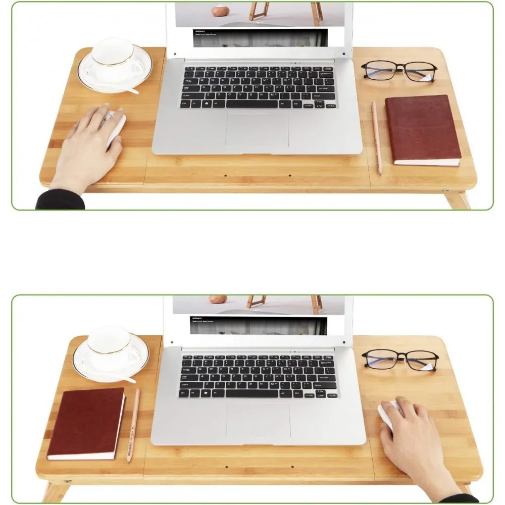Bambusz laptop asztal állítható magasság 71x35cm