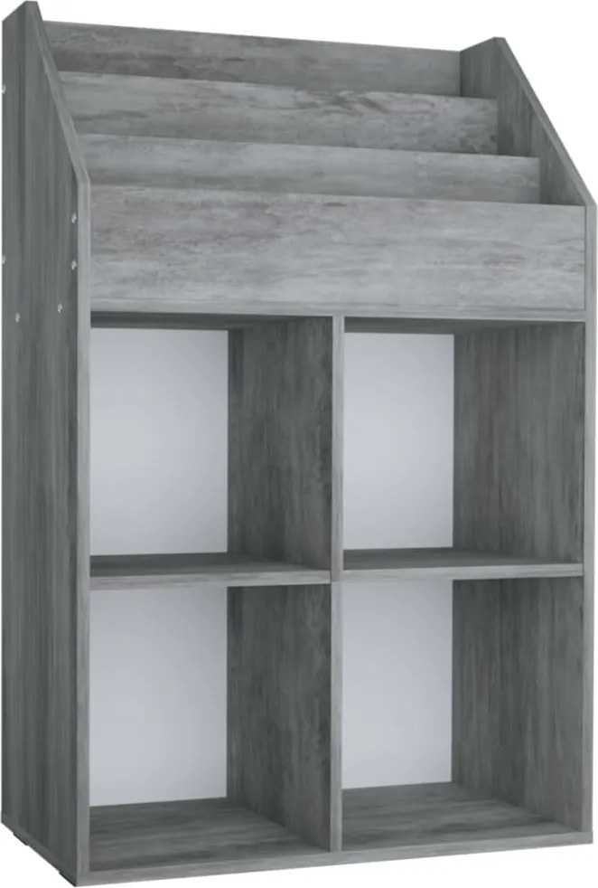 vidaXL betonszürke szerelt fa gyerek újságtartó 71 x 30 x 114 cm