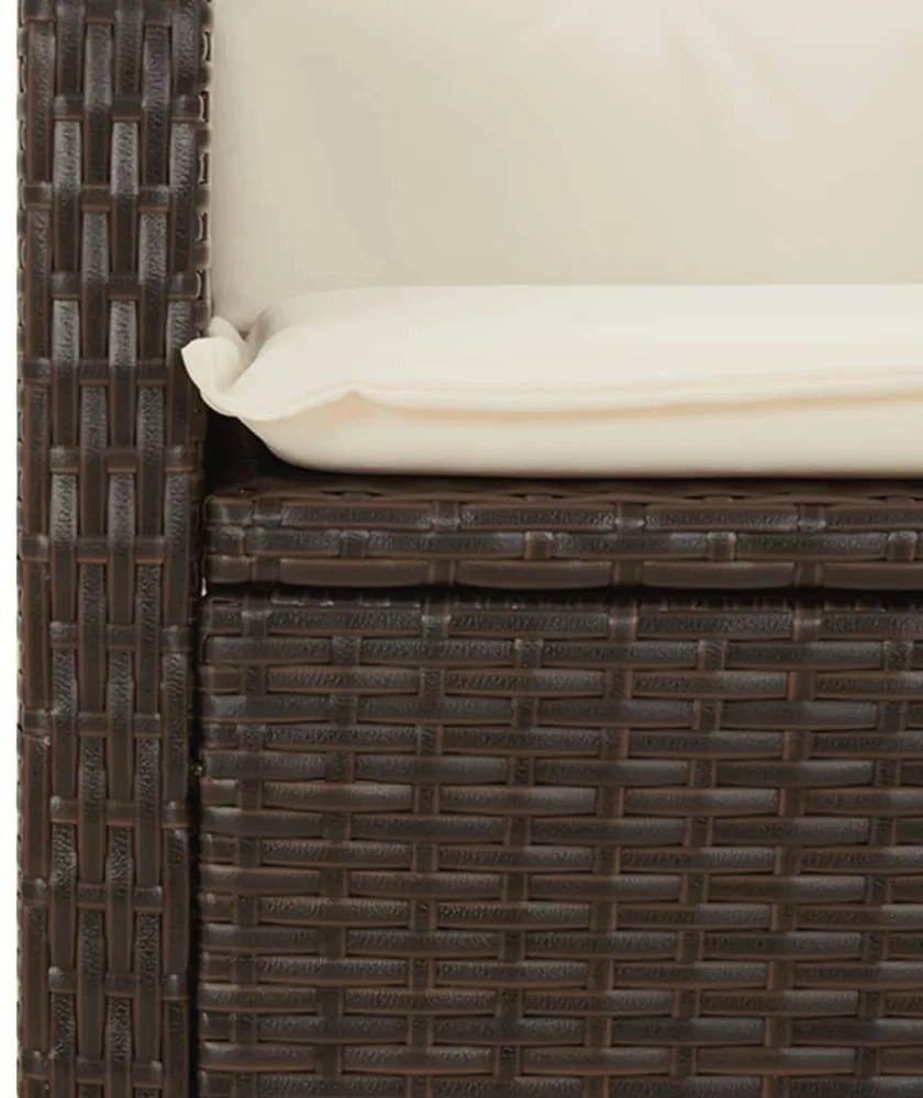 barna polyrattan dönthető kerti pad párnával