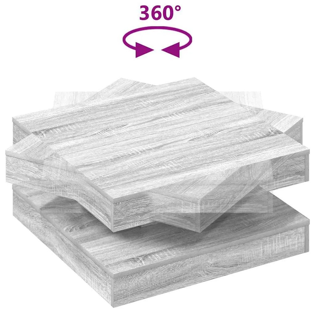 szürke sonoma dohányzóasztal 360 fokban forgatható 70x70x34,5cm