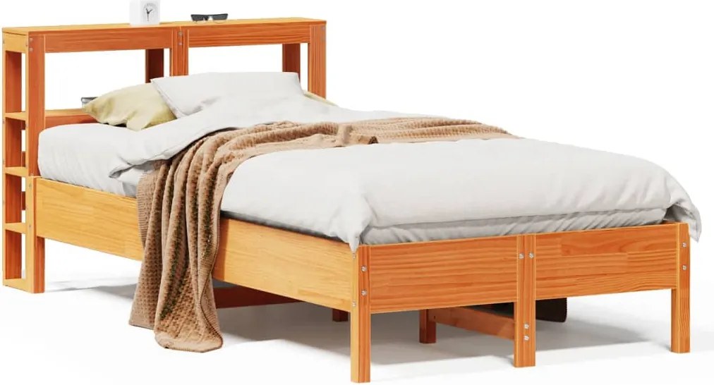vidaXL viaszbarna tömör fenyőfa ágy matrac nélkül 90 x 200 cm