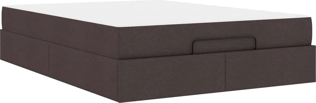 vidaXL Ágykeret matraccal matracmal 2 pcs Sárgásbarna szövet