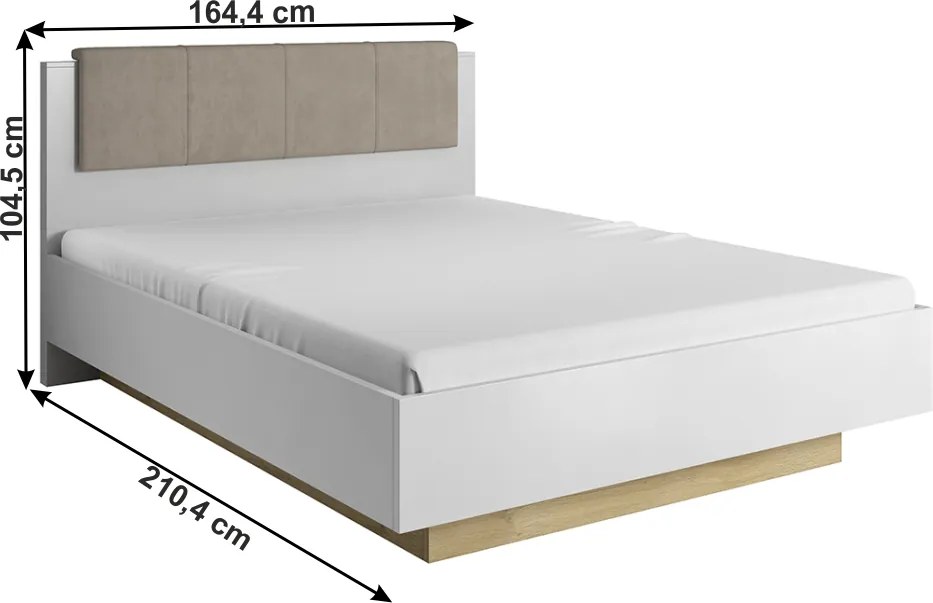 Ágy ágyneműtartóval, fehér/grandson tölgy/fehér magas fényű, CITY