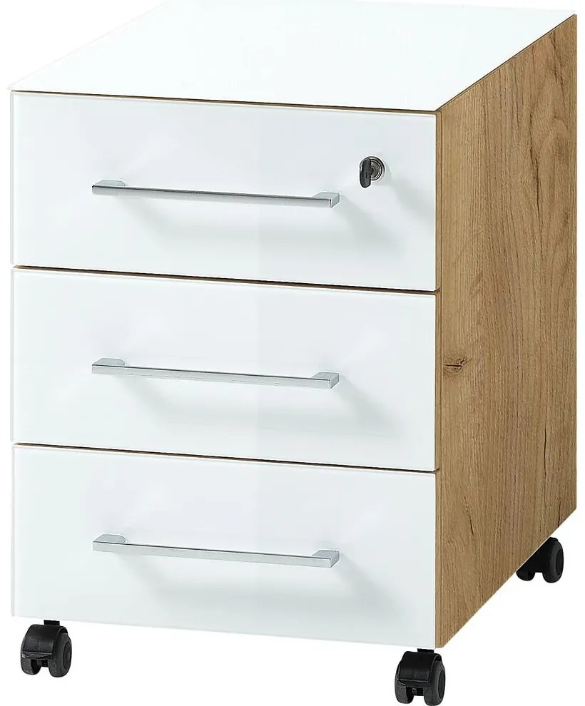 Fehér-natúr színű szekrény tölgyfa dekorral 40x55 cm Monteria – Germania