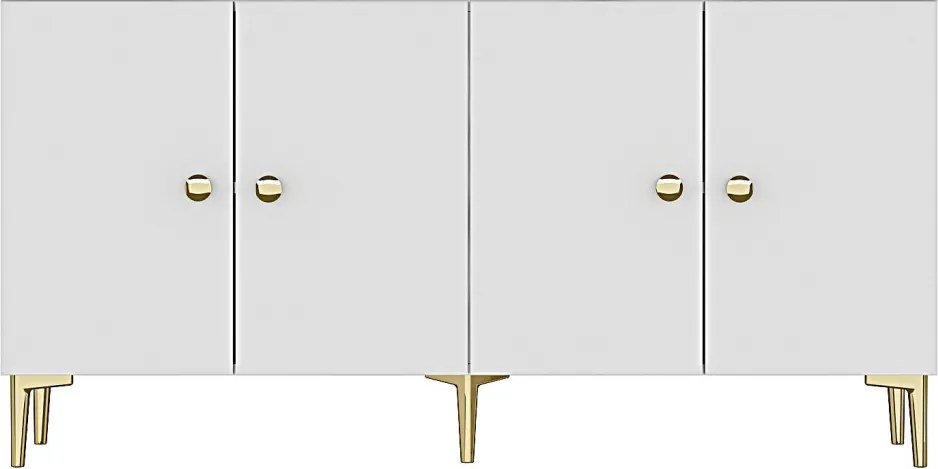 Simple komód, fehér-arany, 150 cm