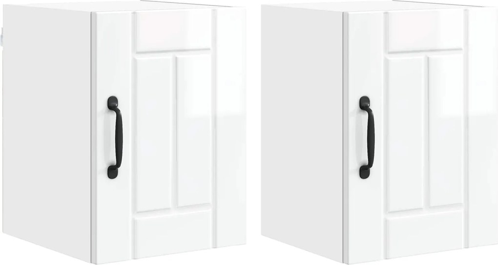 vidaXL Konyhaszekrény 2 pcs Magas Fényű Fehér 30 x 31 x 40 cm Faanyag