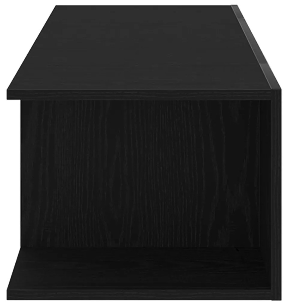 TV Szekrény LED Fényekkel, Fekete, Tömörfa, 90x39x30 cm