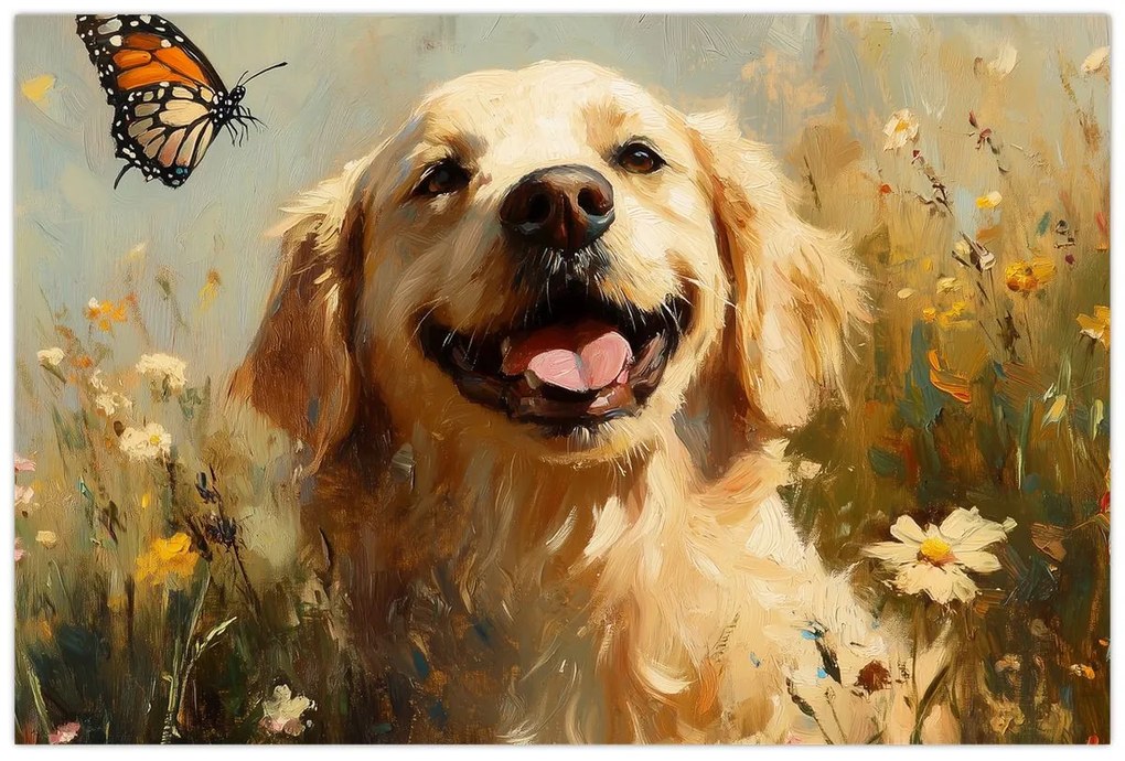 Kép - Boldog kutyus (90x60 cm)