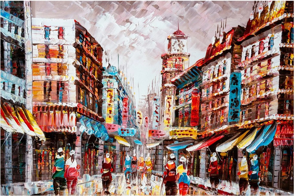 Kép - Hong Kong, olajfestmény (90x60 cm)