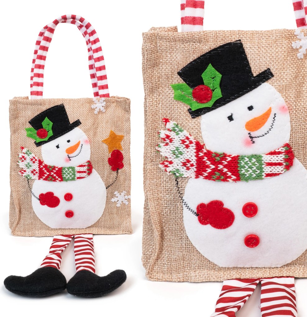 Karácsonyi Ajándéktasak 15x18,5 cm Karácsonyfára Karácsony Hóember