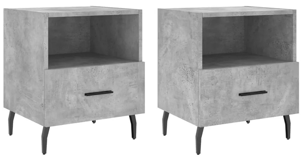 2 db betonszürke szerelt fa éjjeliszekrény 40 x 35 x 47,5 cm
