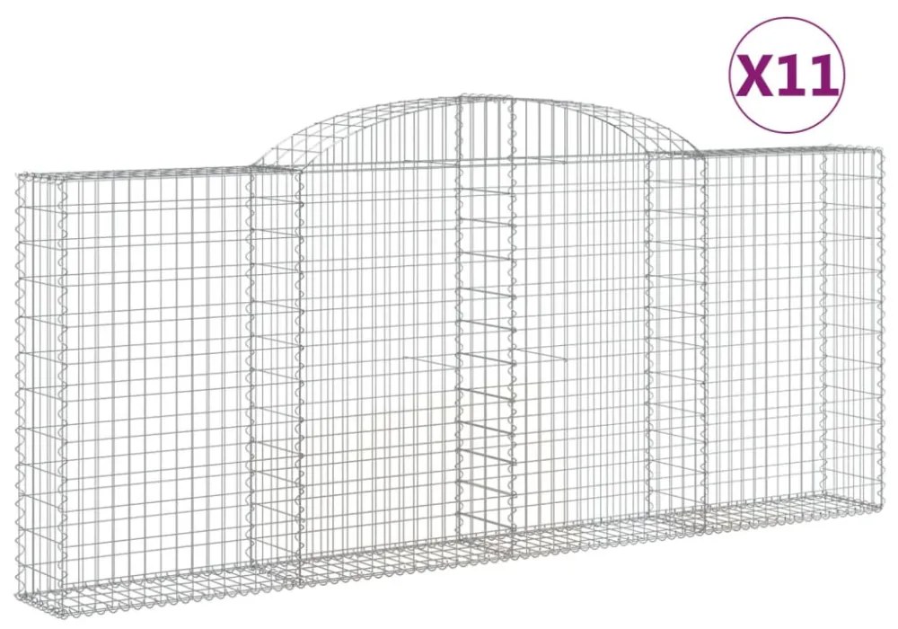 11 db íves horganyzott vas gabion kosár 300x30x120/140 cm