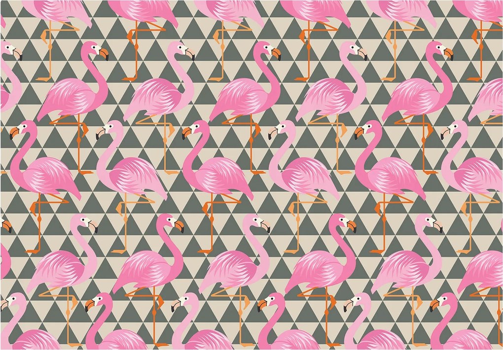 Flizelin fotótapéta Flamingók Geometria Rózsaszín Elegáns 254x184 +ragasztó
