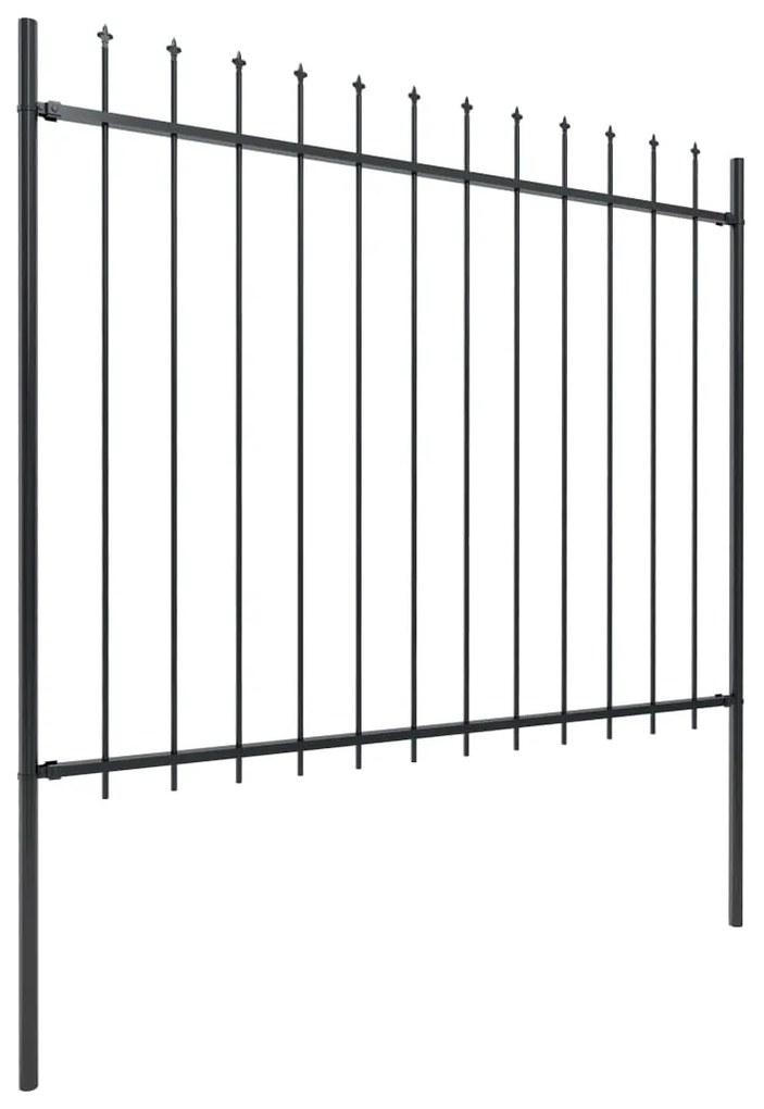 vidaXL fekete acélkerítés lándzsás tetejű 714,5 x 150 cm