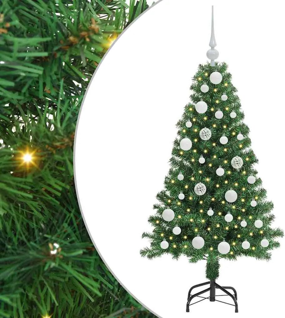 vidaXL Mű karácsonyfa 150 LED-del Zöld 120 cm PVC és Acél és Műanyag