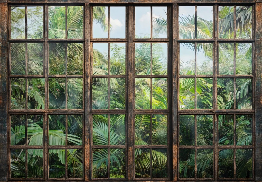 Fotótapéta - Dzsungel ablak (147x102 cm)
