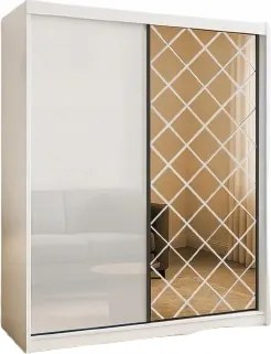 Modern Tolóajtós Ruhaszekrény Caro Tükörrel 200 Fehér