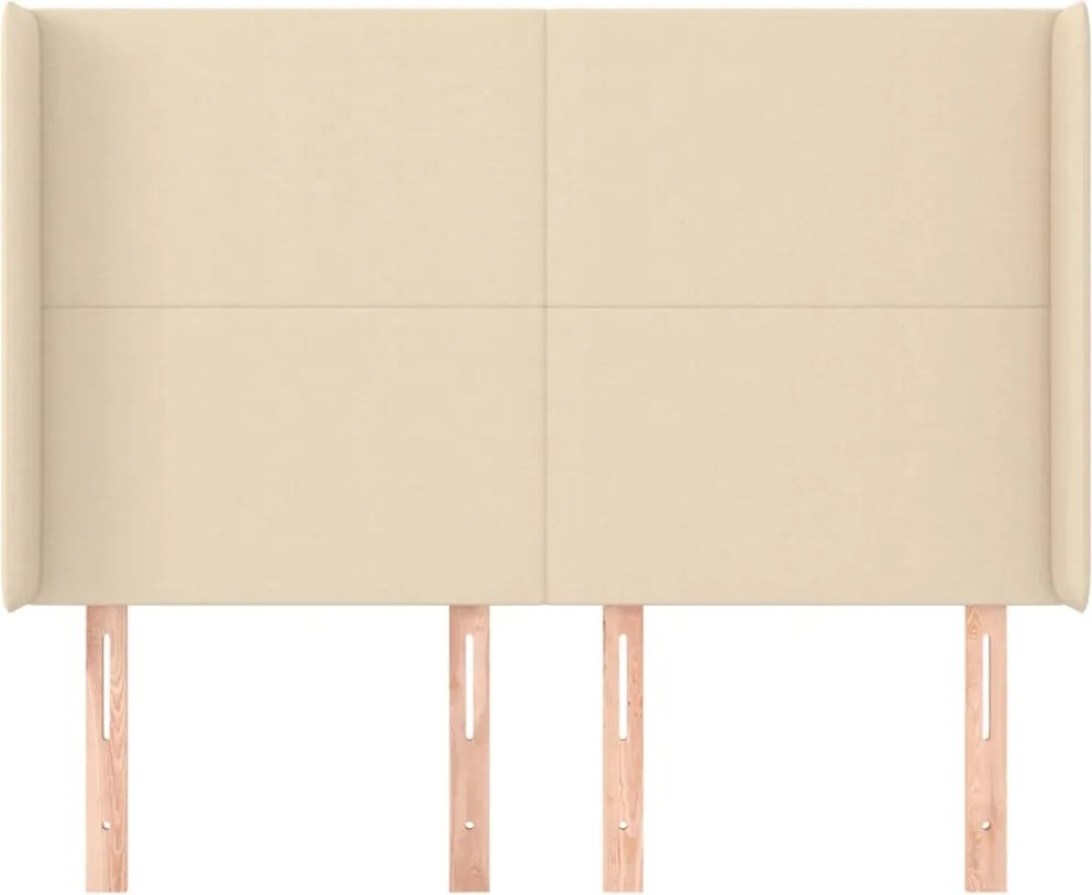 krémszínű szövet fejtámla szárnyakkal 147x16x118/128 cm