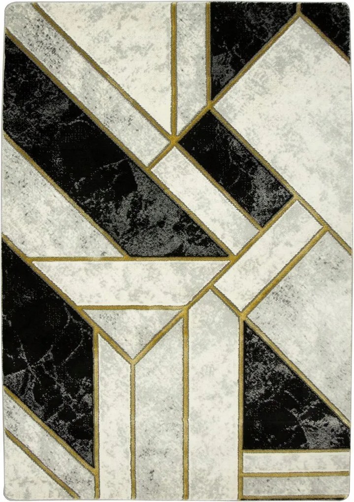 120x170 cm Diamond Szőnyeg Arany Háromszögekkel Márvány Vonalakkal