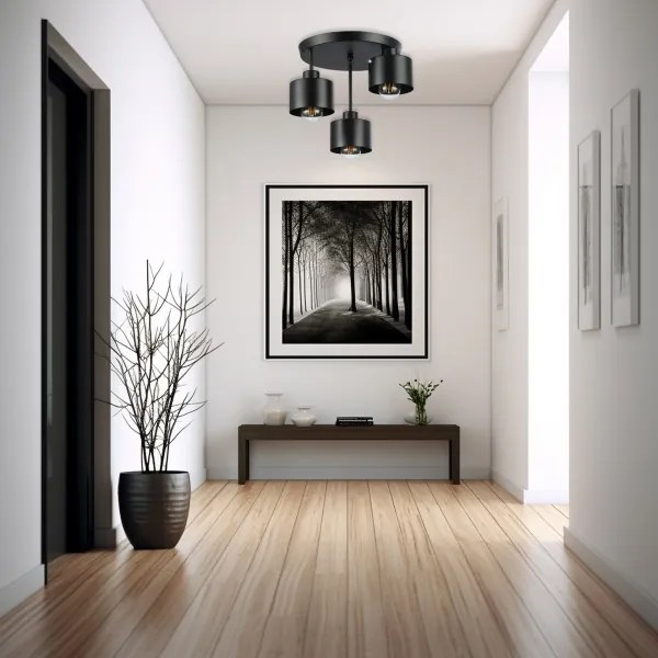 Csillár 3xE27/35W/230V átm. 30 cm fekete