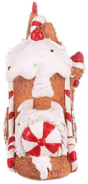 Karácsonyi dekoráció Mézeskalács vonat kétkocsival, polirezín