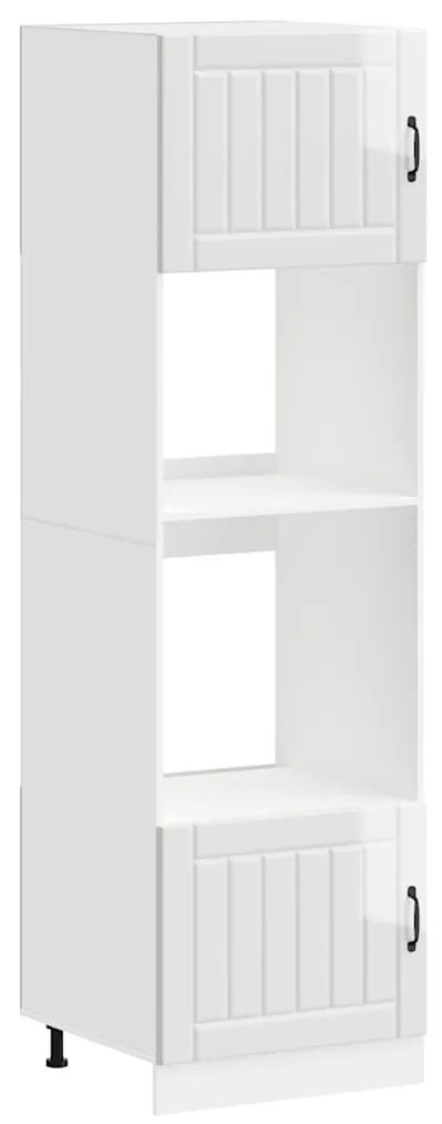 Lucca 2 db magasfényű fehér szerelt fa sütőszekrények