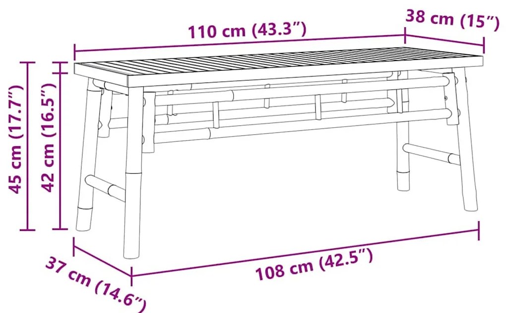Pad Barna 110 x 38 x 45 cm bambusz