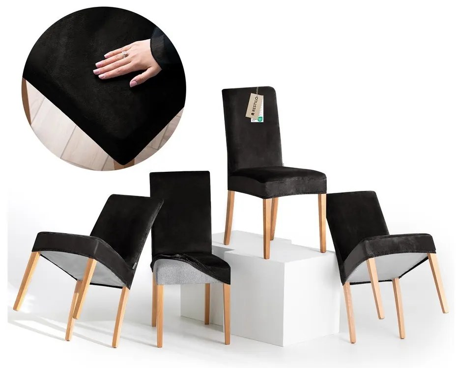 Fekete gumis szék huzat szett 4 db-os 48 cm Sento – Restilo