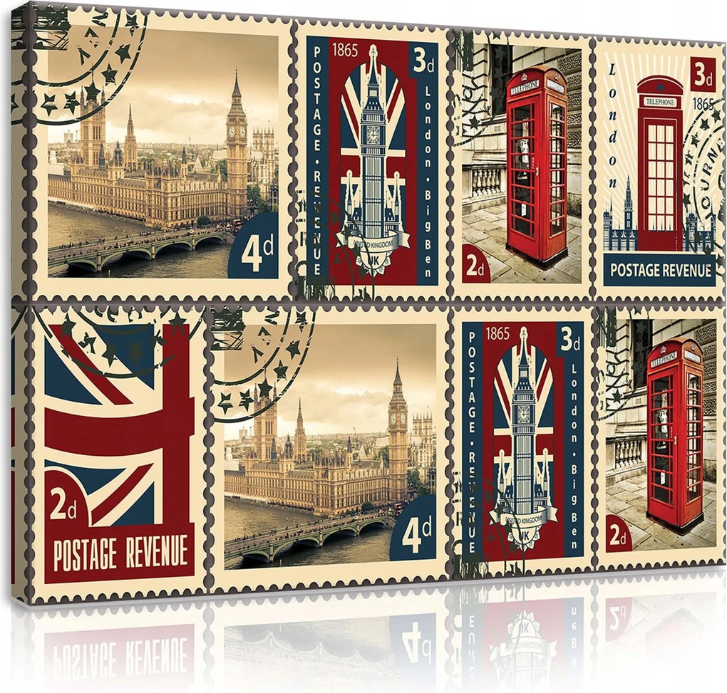 Vászonkép 80x60 Londoni Big Ben stílus és telefonfülke modern stílusban