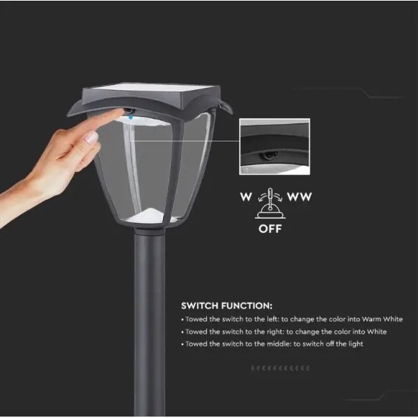 LED Napelemes lámpa LED/2W/230V 93 cm 3000/6000K IP65 2200 mAh