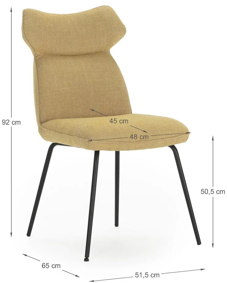 Mustársárga étkezőszék szett 2 db-os Dara – Marckeric