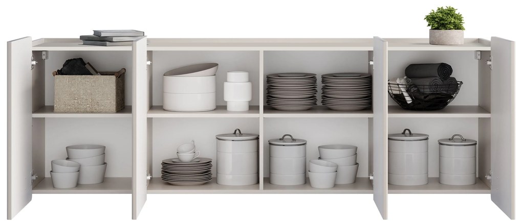 Malmi függesztett négyajtós komód 200 cm - kasmír / fekete