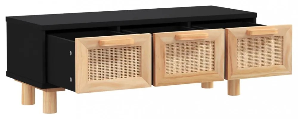 fekete szerelt fa és tömör fenyőfa dohányzóasztal 80x40x30 cm