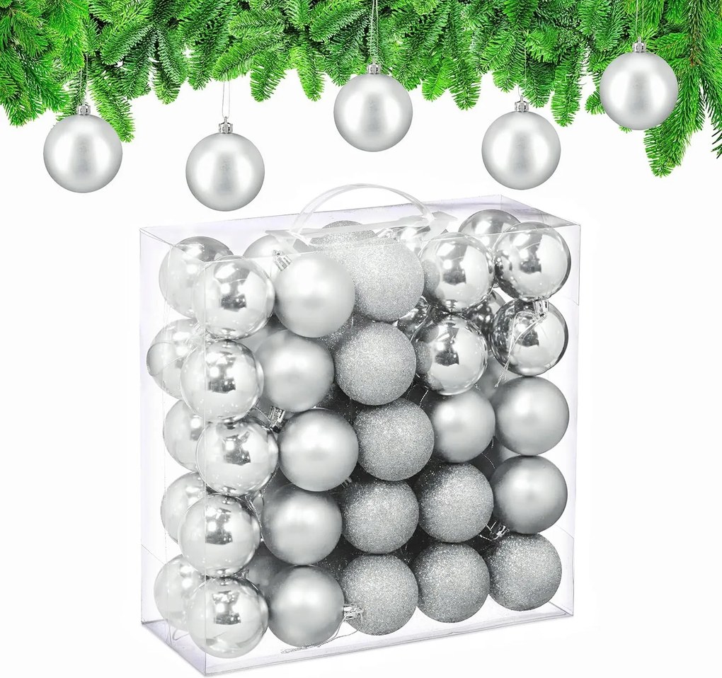 Karácsonyfa gömbök Ezüst 50 db Relaxdays