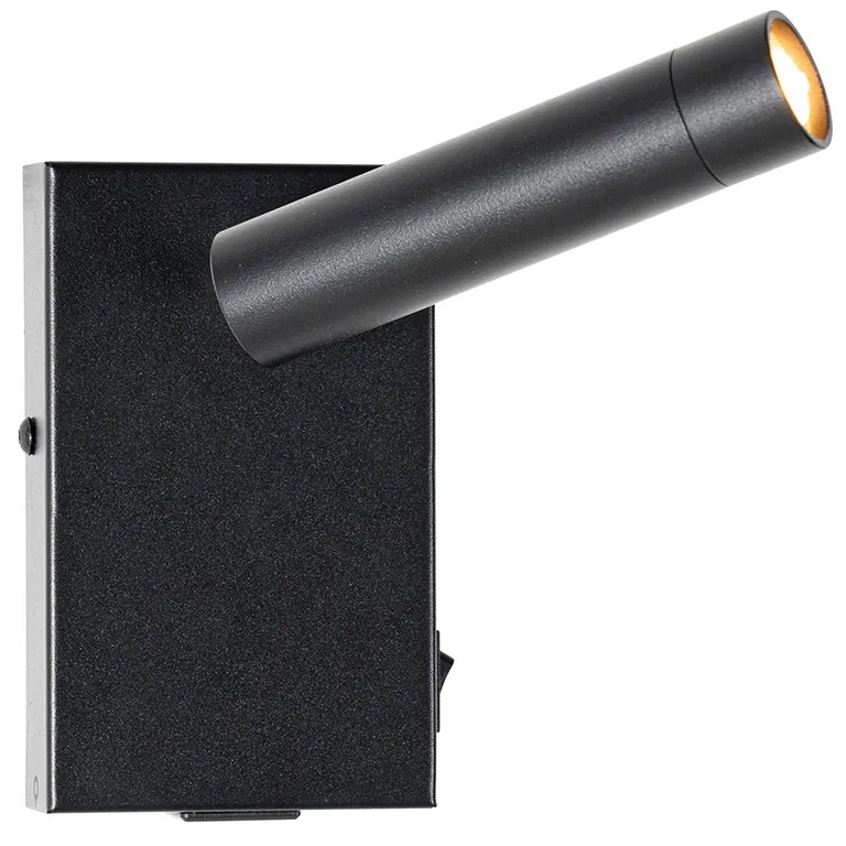 Modern fali lámpa fekete állítható USB-vel - Croft