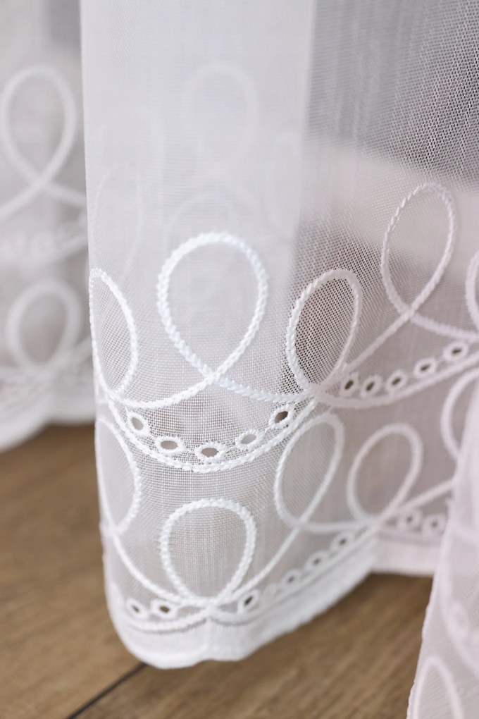 Függöny méteráru hímzett bambusz Xenia fehér magasság: 300 cm