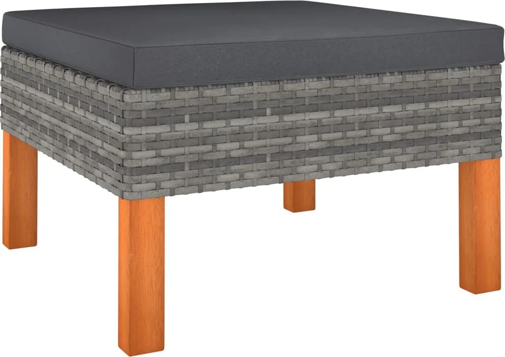 vidaXL polyrattan és tömör eukaliptuszfa lábzsámoly