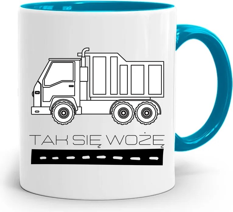 Kék Bögre Építőnek Így Szállítom Az Ajándékot fényképes nyomattal