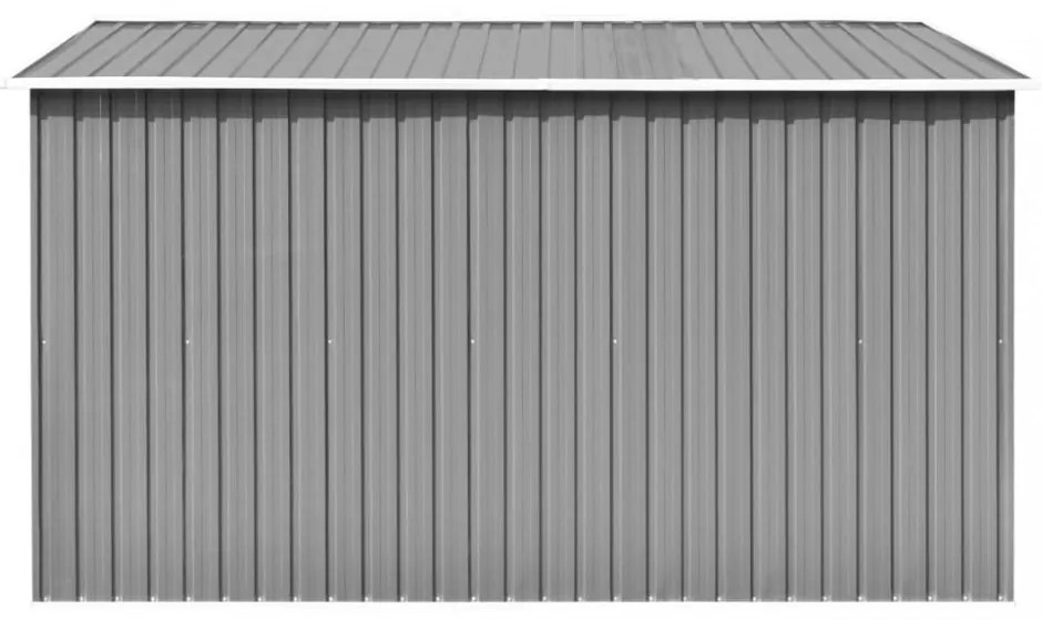 szürke fém kerti fészer 257 x 298 x 178 cm