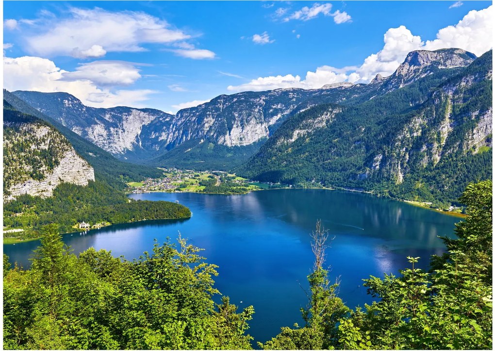 Kép - Hallstatt tó, Hallstatt, Austria (üvegen) (70x50 cm)