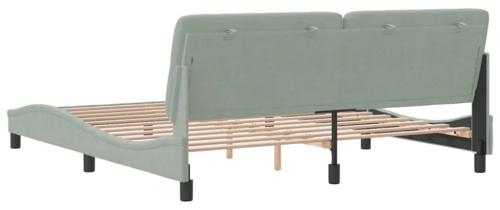 világosszürke bársony ágykeret matrac nélkül 180 x 200 cm